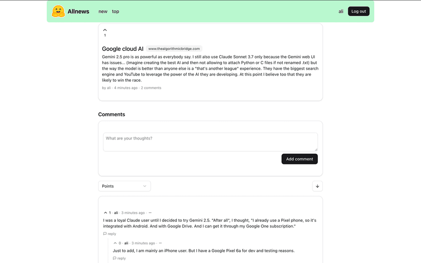 Hackernews clone with a twist